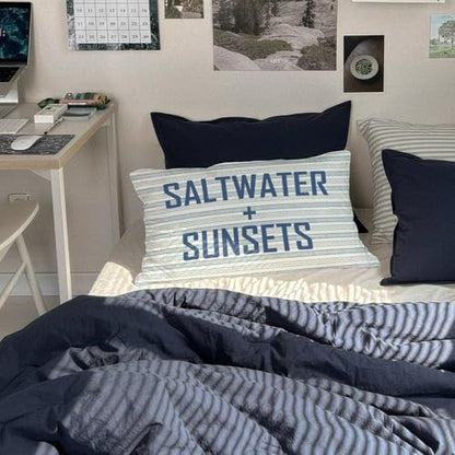 Blue Coastal Beach 12x20 Pillow Cover, Coastal Home Room Decor - color: 02-saltwater + Sunsets(white01)