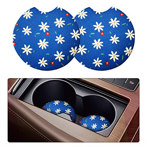 2 Pack Car Coasters for Drinks Absorbent - 2.75 Inch Cute Car Cup Holder Coasters for Women, Removable Cup Holder Coaster for Your Car, Car Interior Accessories for Women & Girls (Chrysanthemum) - color: Chrysanthemum
