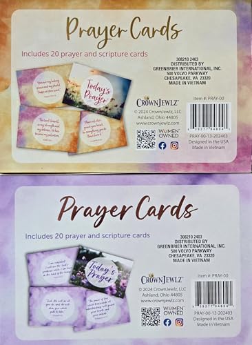 Crown Jewlz Christian Floral Prayer and Scripture Cards Bundle of 2