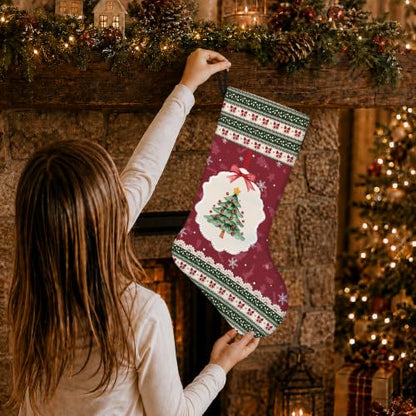 Coquette Red and Green Christmas Tree Stockings 16 Inch - color: Christmas19