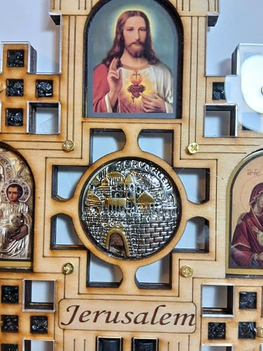 A SHER'S CREATION Jerusalem Wood Cross Wall Decor Catholic blessing
