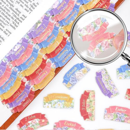 Bible Tabs for Women, 66 Large Print Laminated Bibles Chapters Index Tabs and 39 Blank Dividers Sticky Labels, Painted Flowers Bible Study Supplies, Journaling Accessories, Christian Gifts for Men - style: Painted Flowers