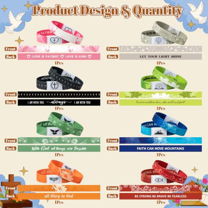 EYxsaxenk Colorful Religious Scripture Daily Bible Verse NFC Bracelets Set - color: Set C