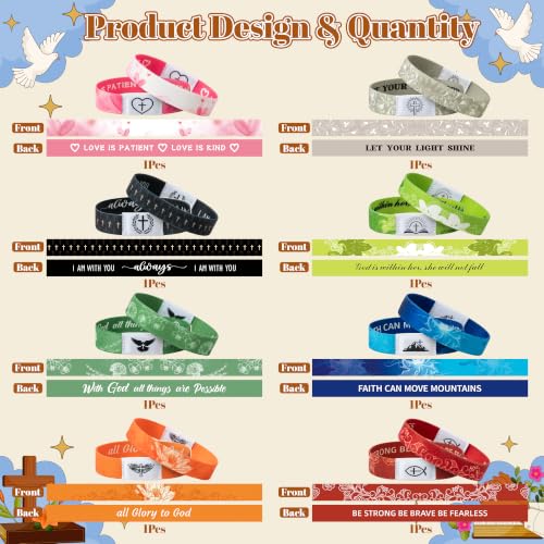 EYxsaxenk Colorful Religious Scripture Daily Bible Verse NFC Bracelets Set - color: Set C