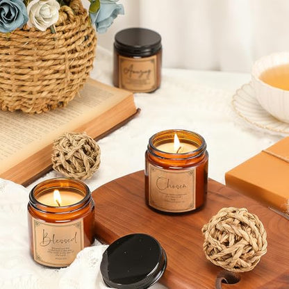 Lewtemi 10 Jars Christian Candles Gift Bulk, Brown, Elegant - color: Brown, style: Elegant