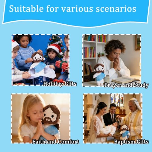 Jesus Plush Doll Jesus Stuffed Bible Doll Christian Plushie Gifts for Easter Christmas Church Religious Gifts for Kids Adults(Blue) - color: Blue