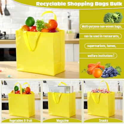 Windyun Reusable Grocery Bags Non Woven with Handles - color: Yellow