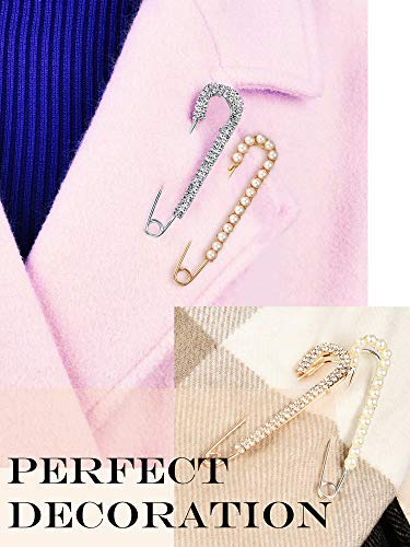 Boao 4 Pcs Women Brooch Pins with Crystal Pearl, Sweater Shawl Clips