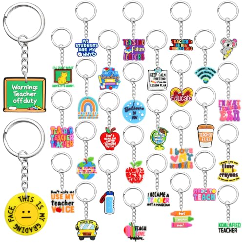 Cute Keychain Bulk,Cute Key Chain for Car Keys Purse Bag Rewards - color: Teacher-30