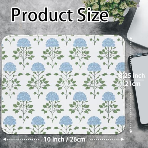 Hydrangea Mouse Pad, Moss Blue Flroal Small Mousepad 10x8 - color: Blue Flroal Hydrangea, size: 10.2L x 8.2W inches