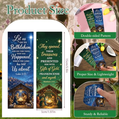Wxiben 200 Pcs Christmas Nativity Bookmarks Jesus Christian Book Mark - color: Christmas Nativity