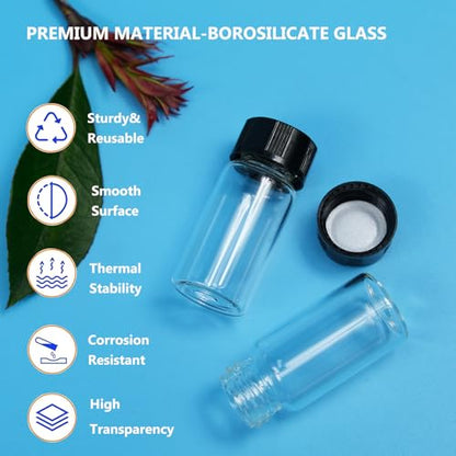 PEKYBIO 100 PCS 5ML Clear Small Liquid Sample Glass Vials with Screw Caps - size: 5 ml (100 pieces)