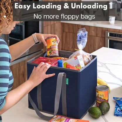 Reusable Grocery Bags (3 Pack) – Heavy Duty Shopping Bags, Blue - color: Navy Blue