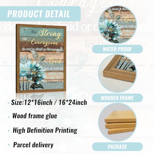 Bible Verse Canvas Wall Art Joshua Scripture Pictures Wood Framed 12x16 In - color: Joshua1 - wood, size: 16"L x 12"W