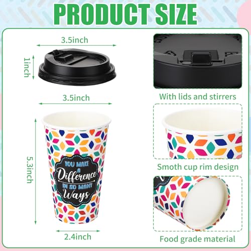 50 Pack 16 oz Disposable Coffee Cups with Lids Pink Motivational - style: Fashion