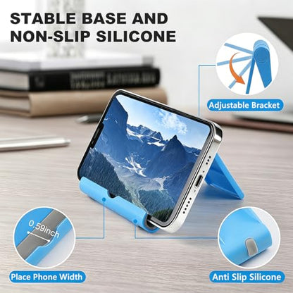 Cell Phone Stand 2 Pack, Desktop Holder for Phones & Tablets (2, Black+Blue) - color: Black+Blue