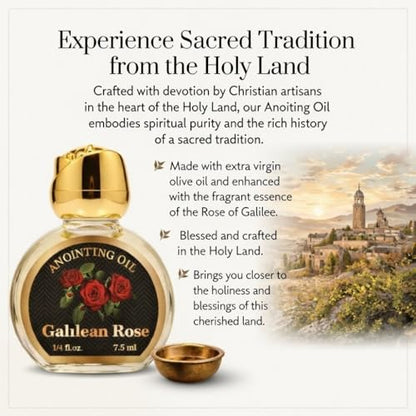 Rose of Galilee Anointing Oil for Prayer & Worship - Biblical Scented Oil for Home Altar & Church - Christian Gift from Holy Land (1/4 fl. oz - 7.5 ml) - color: 1/4 Fl. Oz - 7.5 Ml