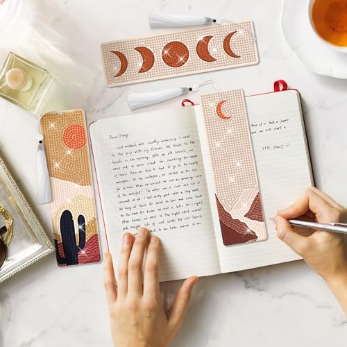 8 Pieces Christian Bible Verse Diamond Art Bookmarks 5d Christian Beaded Bookmark Acrylic Tassel Bookmark for DIY Making Beginners Adults Arts Craft Supplies (Boho) - color: Boho
