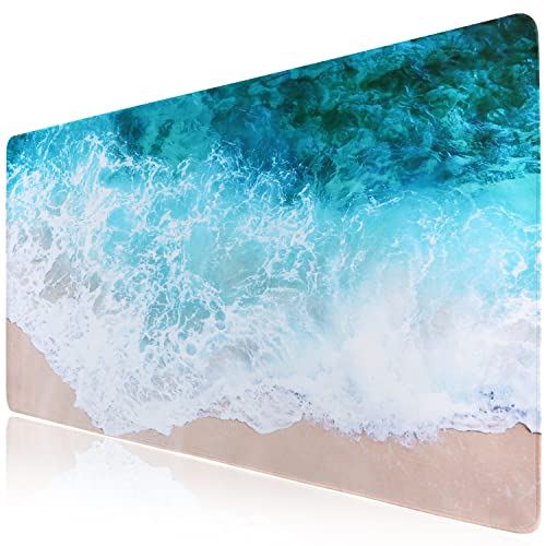 iCasso Extended Gaming Mouse Pad,35.4 x 15.7in Desk Pad,Beach - color: Beach