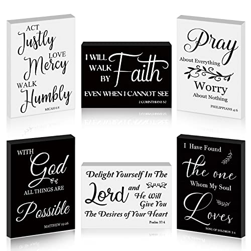 Yalikop 6 Pcs Bible Verse Christian Mini Wooden Sign, Cute Style - style: Cute Style