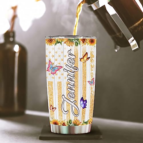 WAZONE Personalized Christian Faith Tumbler Cup American Flag Jesus Stainless Steel Insulated Travel Mug 20oz 30oz Christmas Birthday Religious Custom Name Gifts For Women Christians - color: Christian