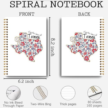 Coquette Bow Floral Texas Map Notebook, Texas Gifts for Women, 4th of July Independence Day Journal, America Patriotic Journal, Patriots Gifts Hardcover Spiral Notebooks 5.5x8.3 Inch - color: Section 14