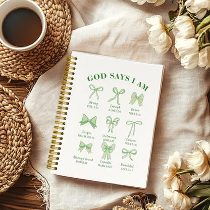 Christian Sage Green Bible Notebook, Green Spiral Notebook for Women - color: Green