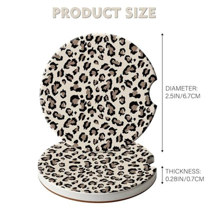 2 Pack Car Coasters for Cup Holders, Cute Car Accessories Interior (Leopard-Yellow) - color: Leopard-yellow