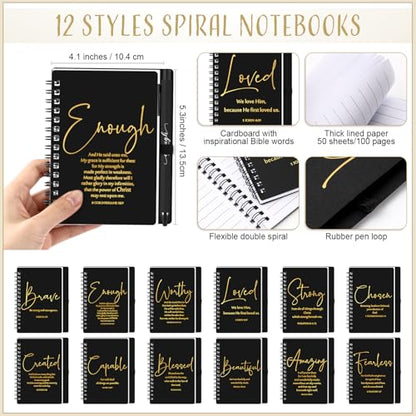 Kosiz 12 Sets Christian Gifts Bulk Prayer Journals Pens, Black - color: Black