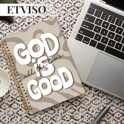 ETVISO Beige Wavy Bible Journal Notebook for Women, Inspirational Christian Gifts for Women, Prayer Bible Supplies Journal, Church Notes Notebook, Cute Preppy Hardcover Spiral Notebooks 5.5x8.3 - color: 04-Bible(Beige Wavy)
