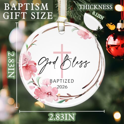 Baptism Gifts for Girls, God Bless Cross Ornament - color: Color2