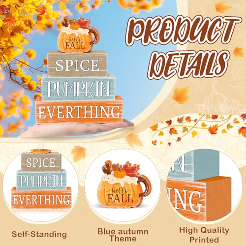 Britimes Fall Pumpkin Tiered Tray Decor Set, 4 Pack, Wooden - style: Pumpkin Spice