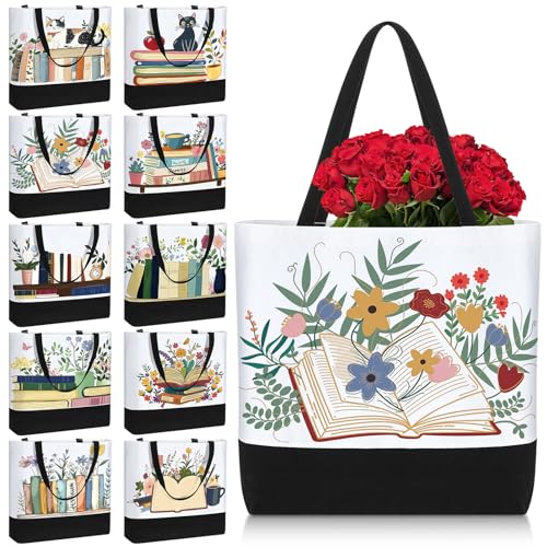 10 Pcs Book Lover Tote Bag Bulk Bookish Librarian Reader Gift, Classic - style: Classic
