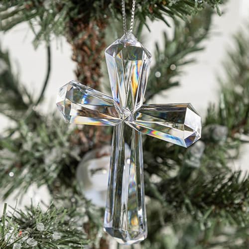 Transparent Acrylic Cross Decor Christmas Pendant Religious Ornament Festive Party Supplies for Wall Tree Decoration