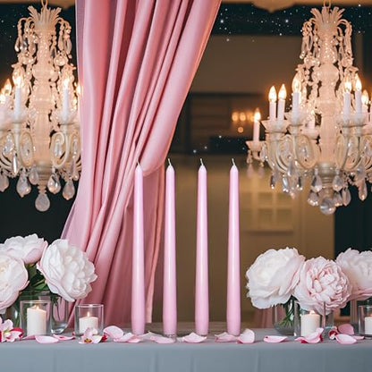 24 Pack Pink Taper Candles丨Taper Candles 10 Inch Dripless丨Unscented & Smokeless Candlesticks Bulk丨7-8 Hours Long Burning Tall Candles丨Ideal for Christmas Weddings Parties Dinner - color: Pink, size: 24 Pack Taper Candle