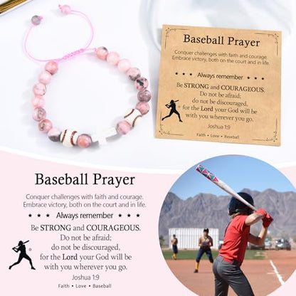 Baseball/Basketball/Soccer/Softball/Volleyball Bracelet for Girls Women- Cross Charm Beaded Bracelets, Christmas Birthday Easter Graduation Gifts for Daughter Granddaughter Niece Sister Coach - style: Baseball