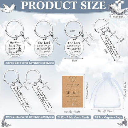 Siifert 24 Sets Christian Keychain Bible Verse Cross Keychain Bulk - color: Silver