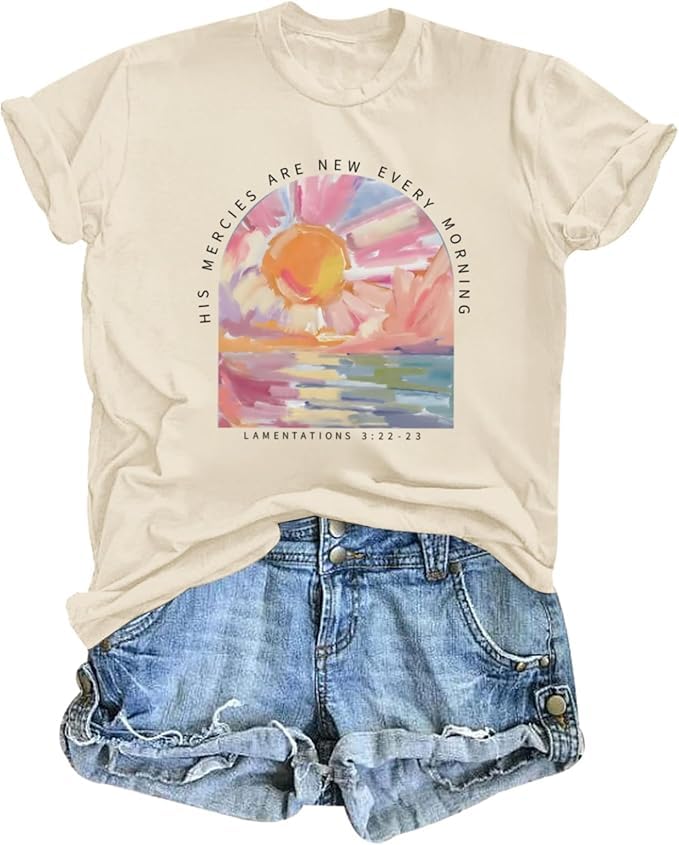 Christian Shirts for Women Jesus Religious Faith Tops - color: Apricot, size: Large