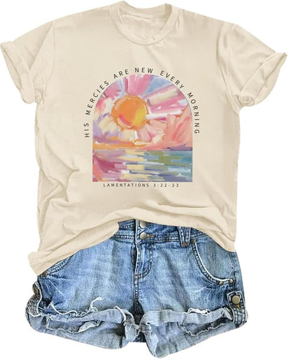 Christian Shirts for Women Jesus Religious Faith Tops - color: Apricot, size: Medium