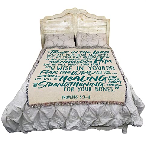 Pure Country Weavers Trust in the Lord Blanket - Scriptures - Proverbs 3:5-8 - Religious Gift Tapestry Throw Woven from Cotton - Made in the USA (72x54) - color: Proverbs 3:5-8, size: 72" x 54"