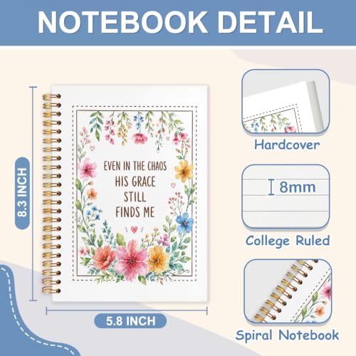 Christian Floral Bible Verse Notebook Journal for Women, 5.5x8.3 - color: white-Floral Bible Verse