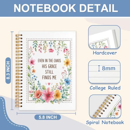 Christian Floral Bible Verse Notebook Journal for Women, 5.5x8.3 - color: white-Floral Bible Verse