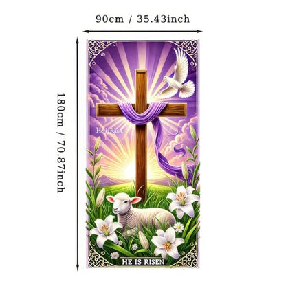 BlissYard Door Cover Easter Cross Lamb Church Bunny 35x71 Inch Polyester - color: Cross#2
