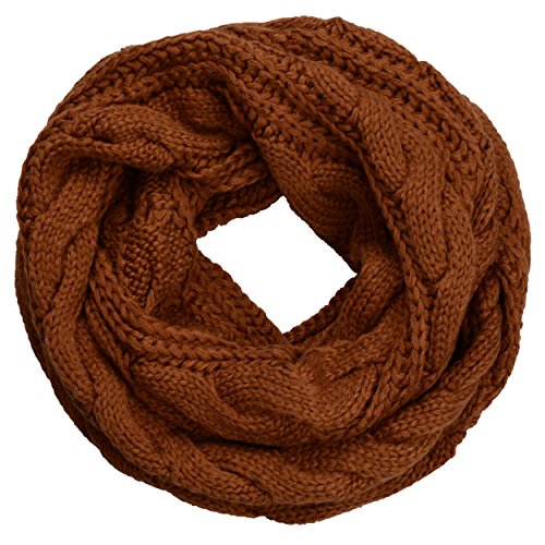 NEOSAN Womens Thick Ribbed Knit Winter Infinity Circle Loop Scarf - color: Twist Brown