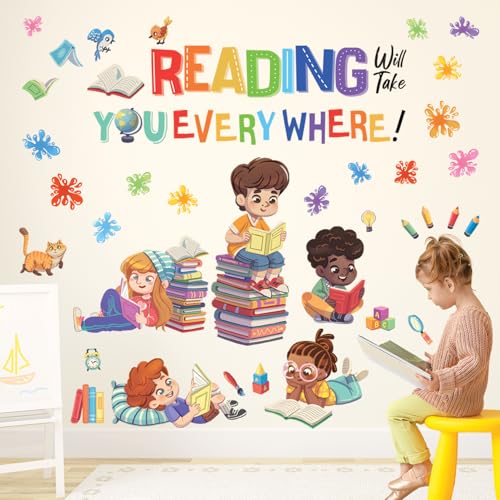 DECOWALL Reading Quote Wall Decals Stickers Classroom School Art (SG2-2404) - color: Multicolor