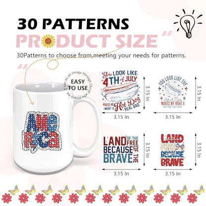 UV DTF Cup Wraps - 20 Sheets Independence Day UV DTF Transfer Stickers for 16 20 oz Glass, 250 th American Waterproof Transfer Sticker Decals for DIY Water Bottle Coffee Mug Decor 4th of July Gifts - style: 4th of July