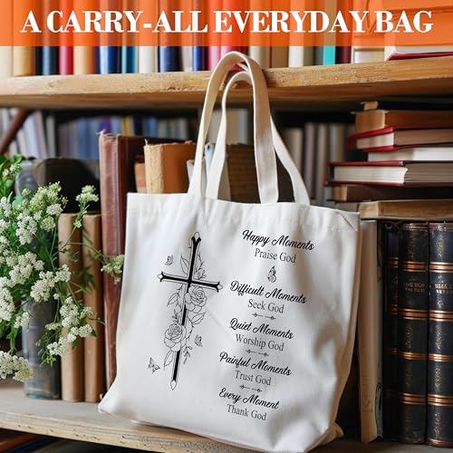 Inspirational Tote Bag For Women, Religious God Tote Bags, Christian Shoulder Bag, Inspirational Gift For Women Friends, Bible Verse Canvas Tote For Birthday Thanksgiving Christmas -89