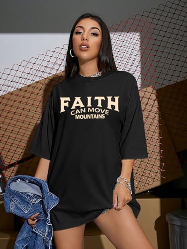 Christian Faith Shirts for Women Jesus Shirt YHWH Inspirational Bible Verse T-Shirt Religious Oversized Graphic Tee - color: Black, size: XX-Large