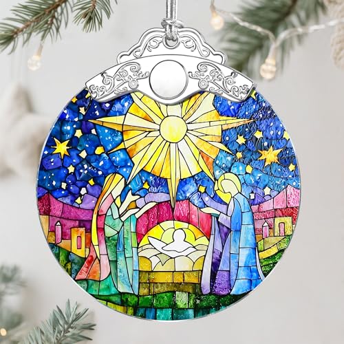 Christmas Ornament, Christmas Tree Decor, Christian Ornament, Nativity Scene, Religious Home Decor, Christian Gifts, Religious Gifts, Gift Exchange, Gift Idea - Pattern B - color: Nativity Pattern B