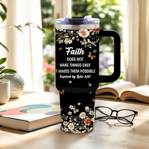DUUV Faith Tumbler 40oz, Insulated Christian Gift for Women - color: Faith Black